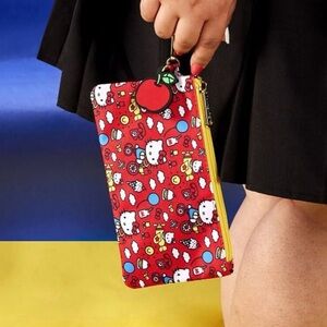 Loungefly Hello Kitty 50th Anniversary Classic Nylon Wrist Pouch with Charms